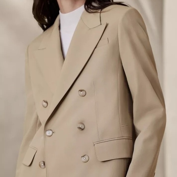 NWOT Banana Republic Wool Vasto Relaxed Italian Wool Tan Blazer Jacket Size 2 - Picture 5 of 8